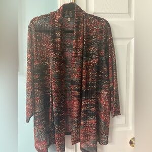 Kasper Red and Black Open Front Cardigan